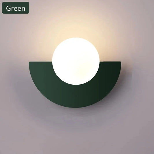 Nordic Colorful LED Wall Sconce – Touch-Switch Half-Moon Accent Lamp for Bedroom & Living Spaces